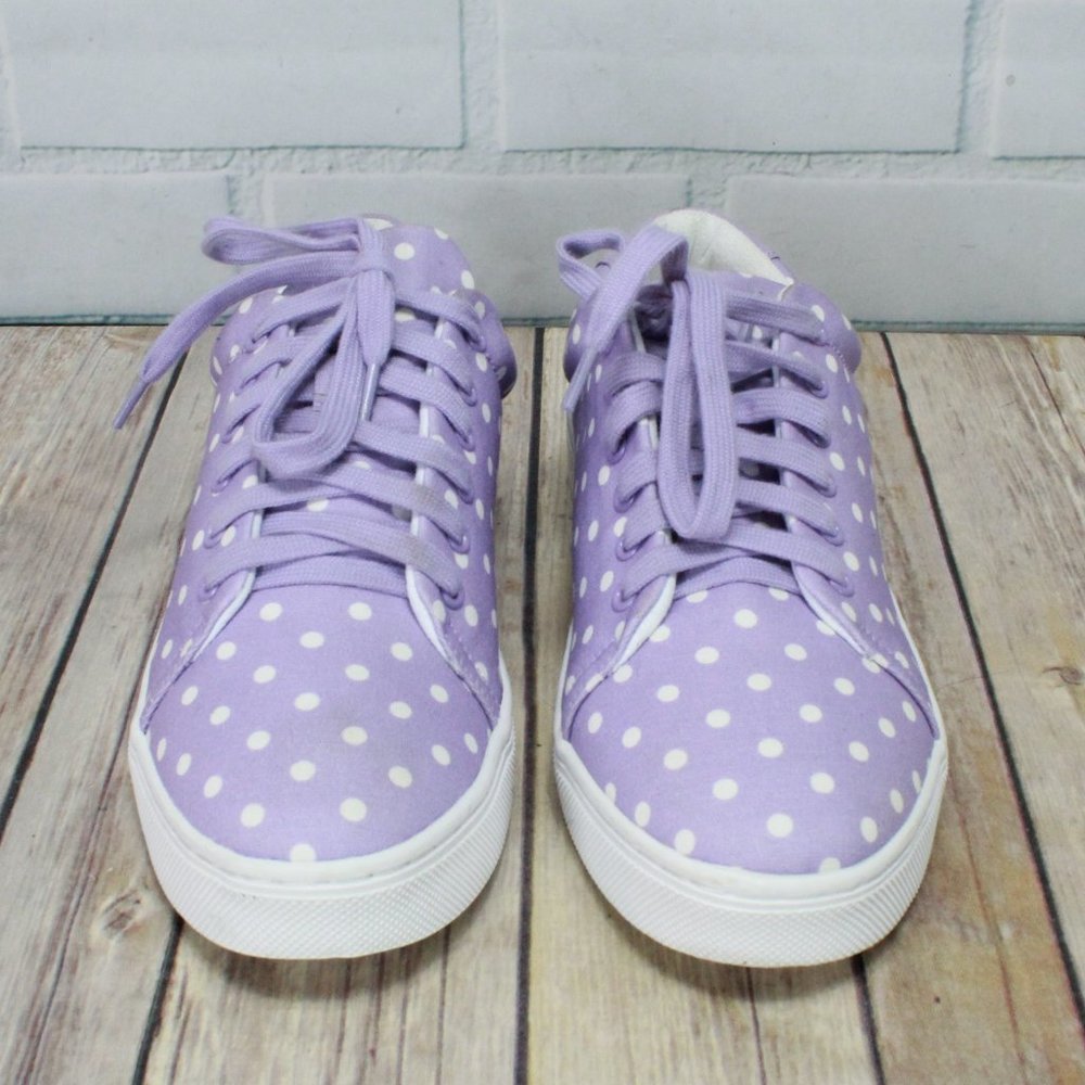 Isaac Mizrahi Live Imjorina Purple Canvas Polka Dots Lace Up Sneakers Size 8.5 - Picture 5 of 10